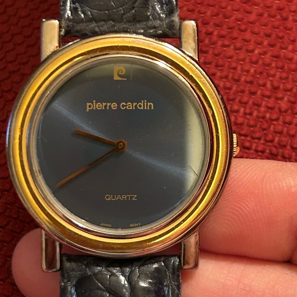 Pierre Cardin Gold and Blue Quartz Watch 36mm, fresh battery.   Pre-owned.